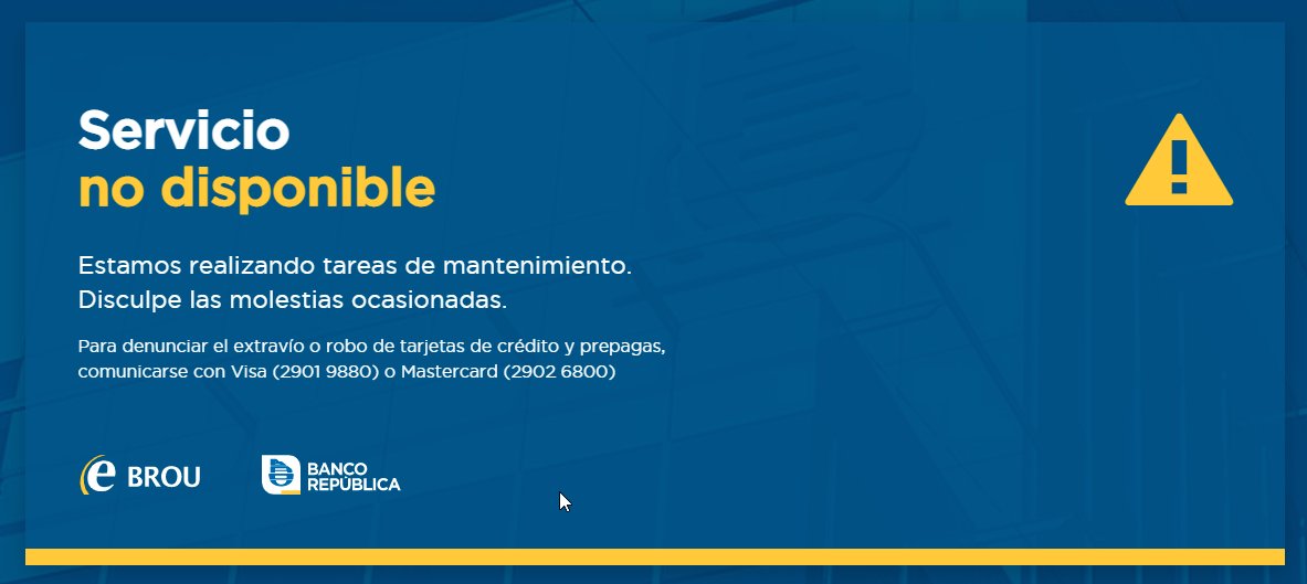 UruPorque's tweet photo. "BROU"

Por la caída de los servicios BROU e eBROU.

 https://t.co/WkWBUmuUco