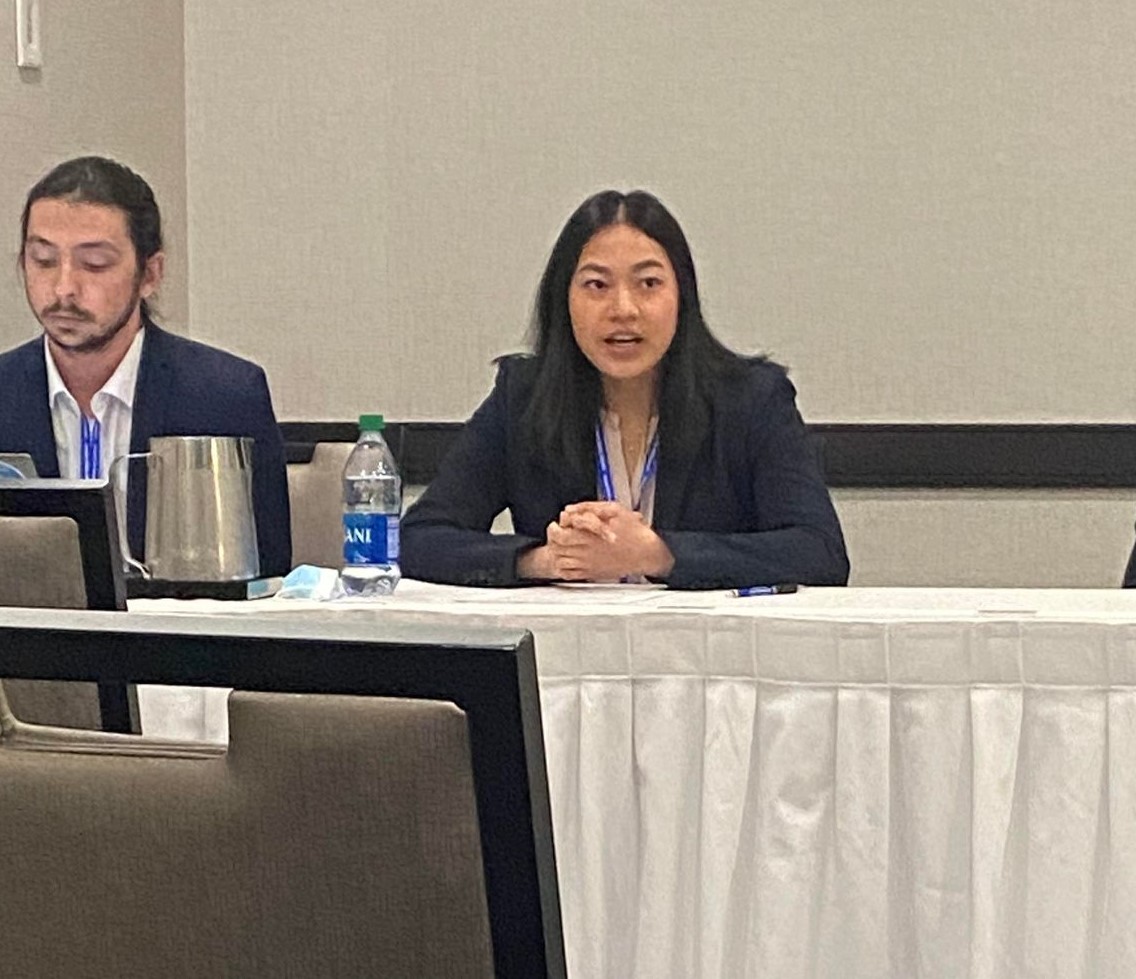 NatComm's tweet photo. Happening now: @Creighton undergraduate student Lily Reinikka, recipient of NCA’s 2022 Lambda Pi Eta Top Paper Award at the @CSCA_COM Annual Convention, is presenting! #CSCA22 #CommTwitter https://t.co/0GqREksVOo