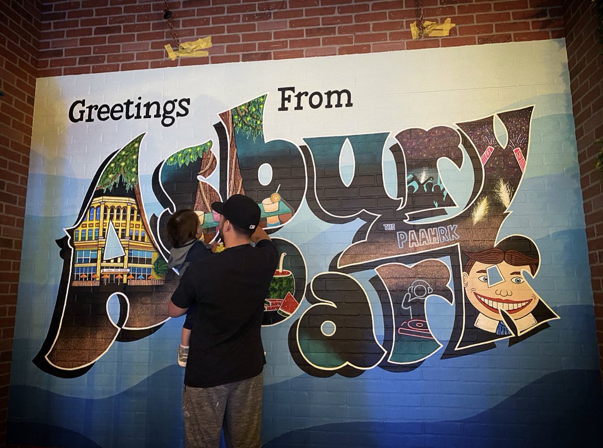 JMitchell_Art's tweet photo. 🚧 Working on something dope for @asburyalehouse Nico got a sneak peak and wants everyone to know he's proud of his daddy! 73.455% done. (11ft x 8ft) Final product will be revealed mid next week! #asburypark https://t.co/EekYoNP4BU