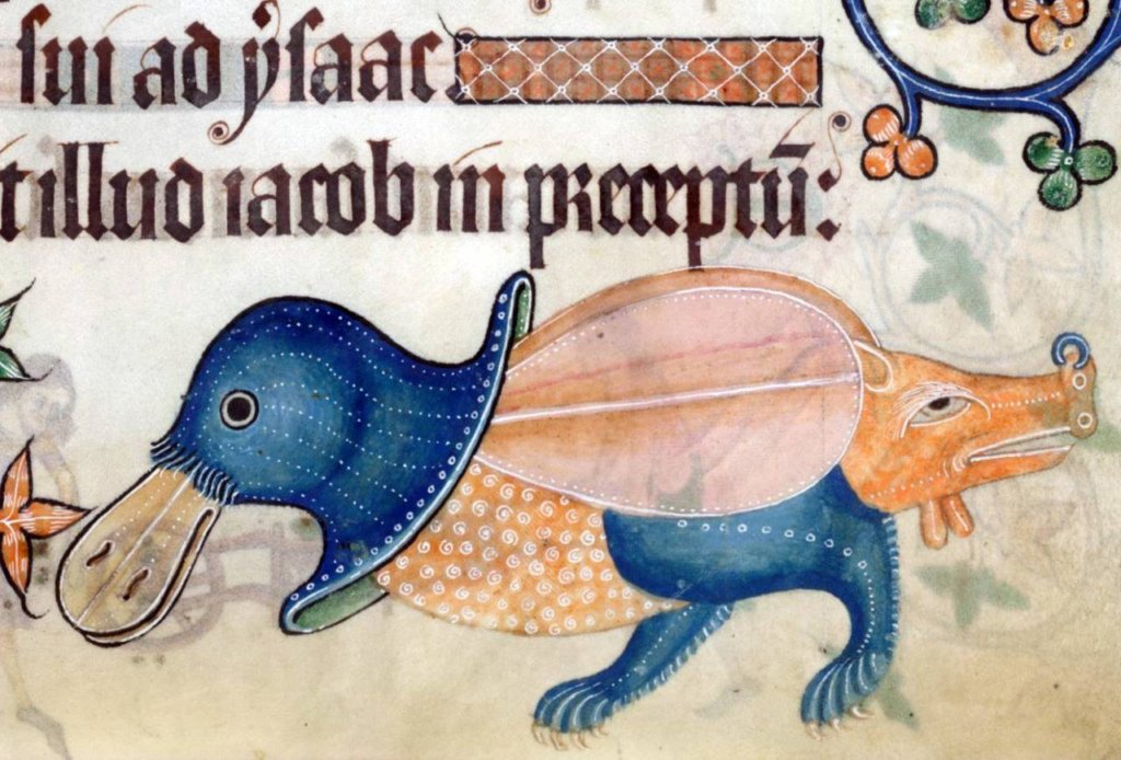 As a person born in April who is clearly A Fool,
I would ask that on this day of my international commemoration everyone use their powers for good.

Just like this Boar-Cat-Duck from the Luttrell Psalter, 
off to spread good cheer and all joy. https://t.co/k7iT3ZIlpr