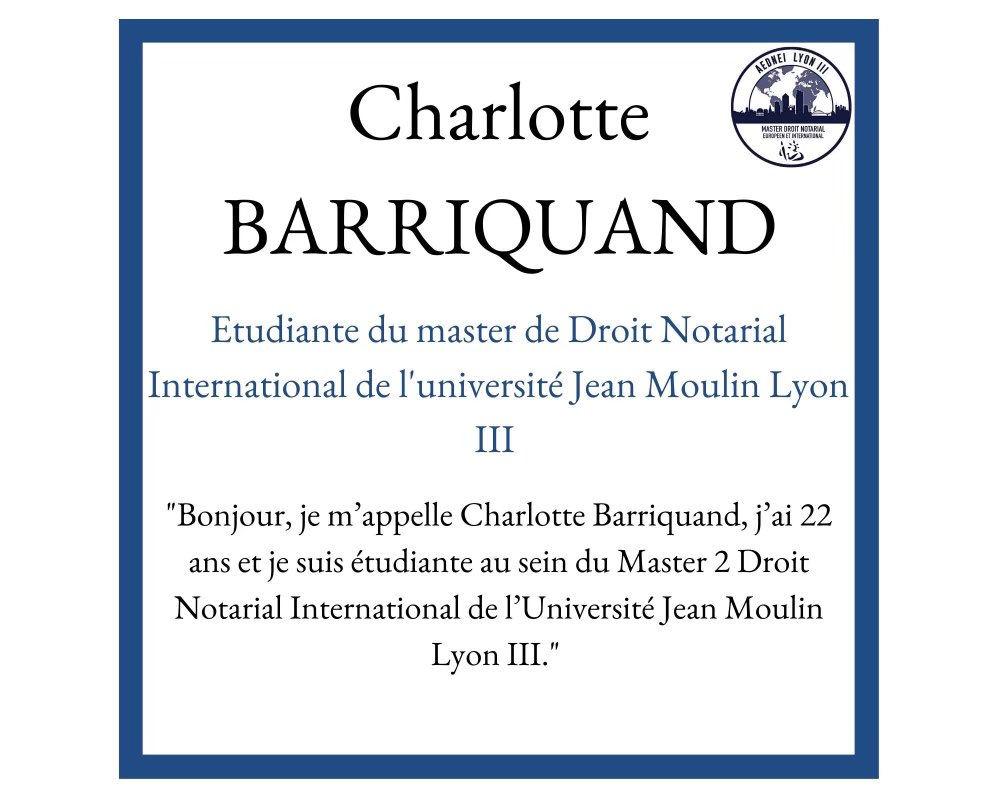 AEDNEI3's tweet photo. PORTAIT 12/22 
Aujourd’hui, nous vous présentons Charlotte Barriquand, étudiante de notre Master et membre du pôle partenariat de notre association. 
Mémoire : « L’exhérédation et les manières de contourner la réserve héréditaire dans le cadre des successions internationales » https://t.co/c8RLOd9Coy