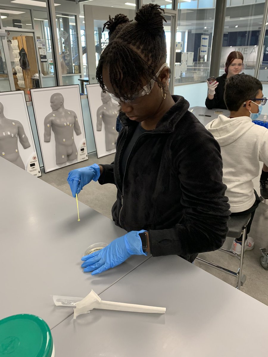 BNHSBiomed's tweet photo. 1st year students practicing proper aseptic technique to isolate bacteria on agar plates ๐ฆ ๐งซ @NisdCTE @texaspltw #futuremicrobiologist https://t.co/ewrMVSfVp0