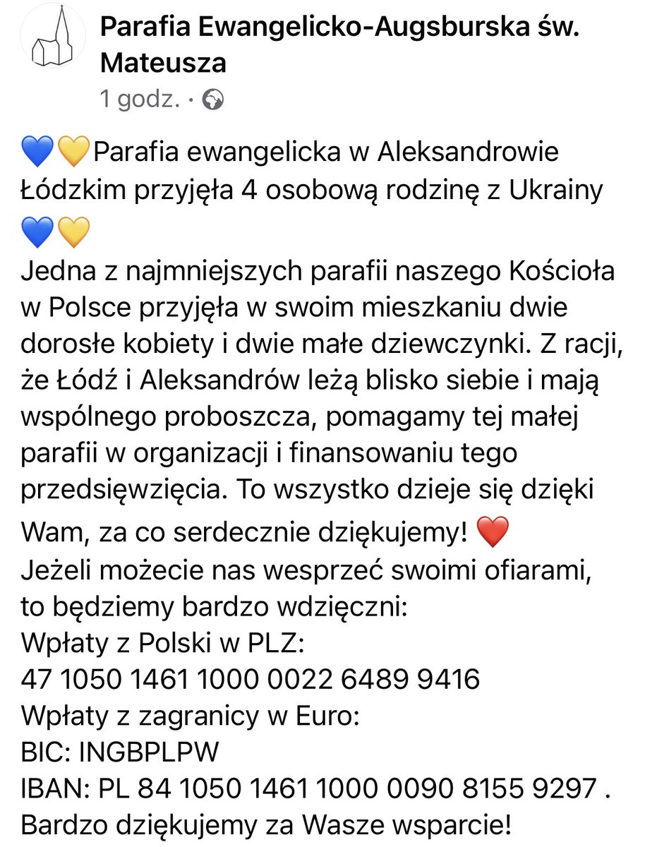 LLuteranie's tweet photo. 💙💛Parafia ewangelicka w Aleksandrowie Łódzkim przyjęła uchodźców z Ukrainy💙💛 @aleksandrowlodz @luteranie @ewangelicyPL #uchodzcy #Refugees #Ukraina https://t.co/lpIJVBTJSb