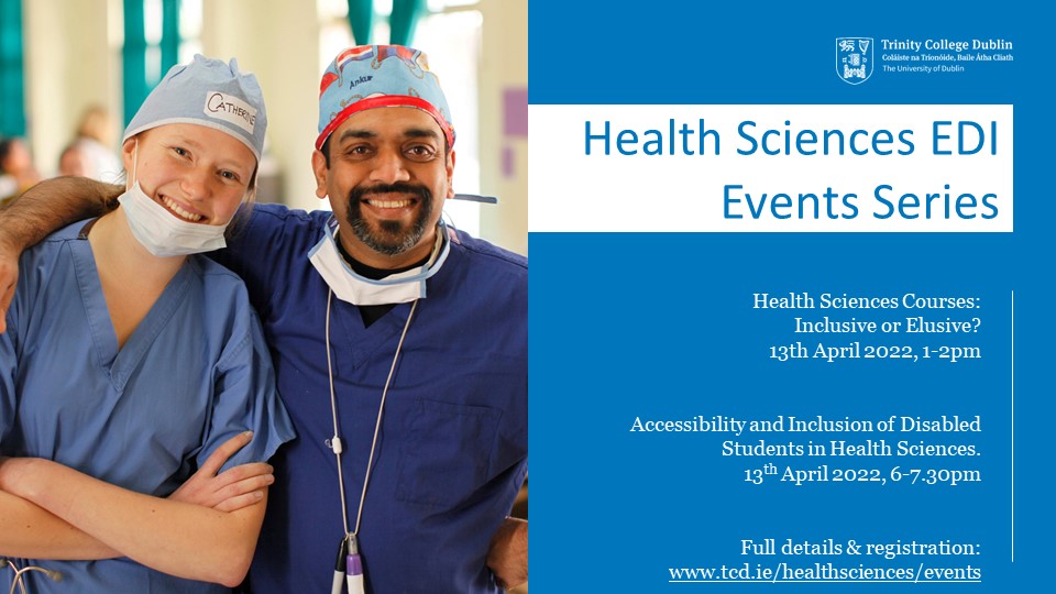 Evening Public Lecture &amp; Discussion
Accessibility and Inclusion of Disabled Students in Health Sciences. 
With Visiting Professor, Lisa Meeks, University of Michigan on 13 April at 6pm – 7.30pm: 
For more information visit: 
tcd.ie/healthsciences…