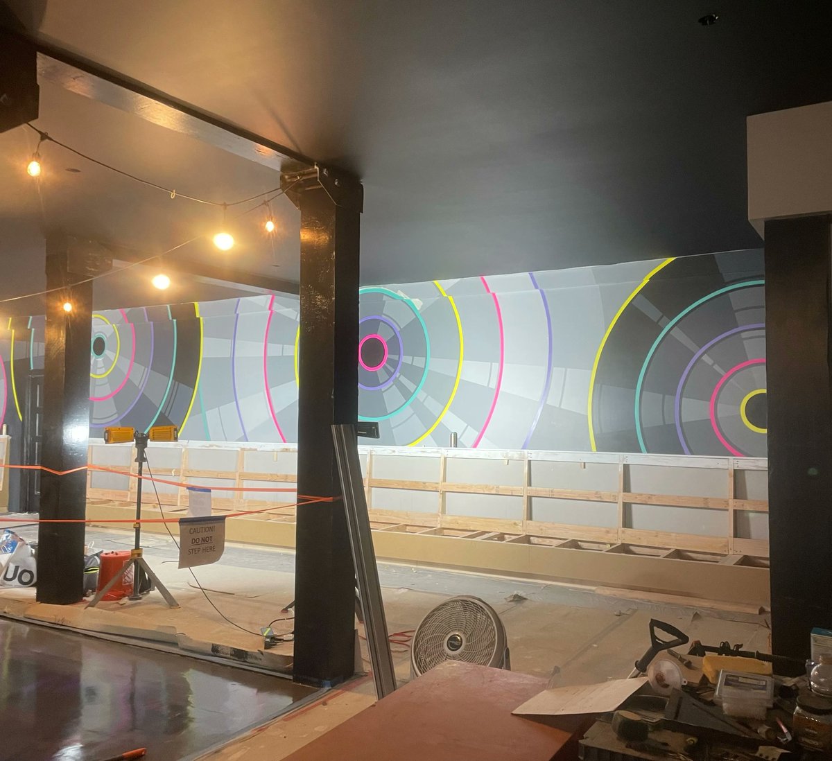 getdownpdx's tweet photo. So grateful for the geometric wizardry of @xavipanneton , who truly transformed our space into the pinnacle of funkadelic gettin down! Can't wait for everyone to catch it in person! 📸 Sara Sjol / PSAA https://t.co/ozSjD11TLK