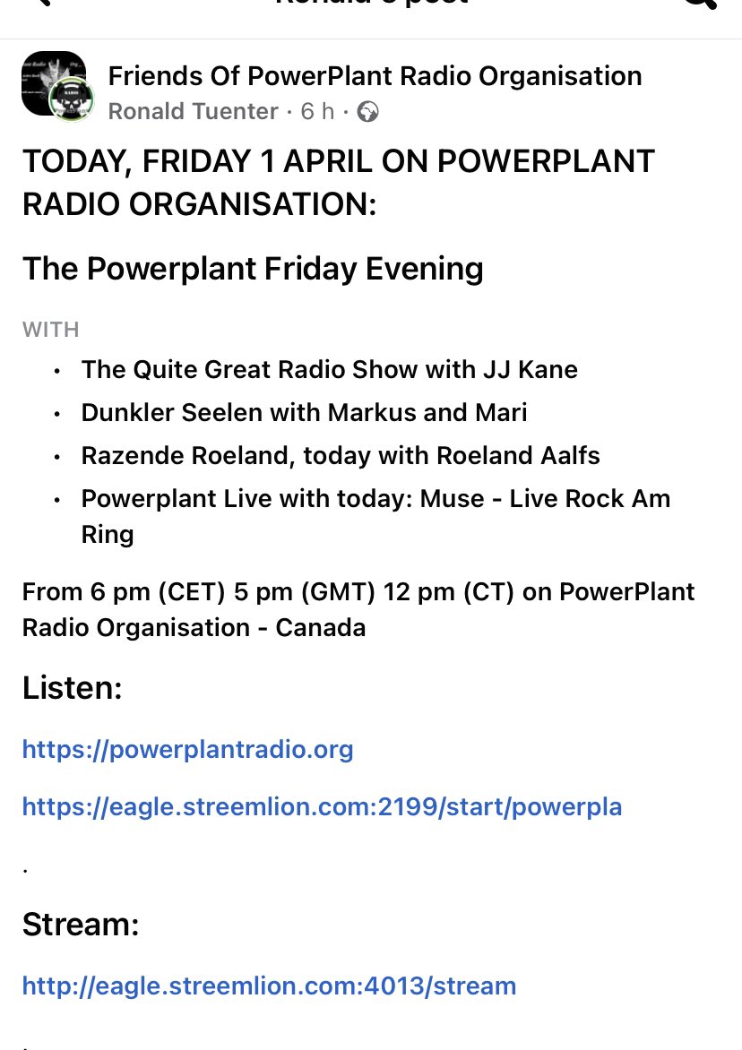 Join me this eve <a href="/powerplantradio/">Powerplantradio</a> for #thequitegreatradioshow <a href="/ProgMagazineUK/">ProgMagazineUK</a> <a href="/QuiteGreat/">Quite Great</a> <a href="/ITHERETWEETER1/">theretweeter</a> <a href="/CharlesBouleva2/">Charles Boulevard</a> <a href="/magpie_sally/">Magpie Sally</a> @netnik808 <a href="/SimomReal/">RealSimonCollins</a> <a href="/TheDualers/">The Dualers</a> <a href="/MichaelTinholme/">Michael Tinholme</a> <a href="/1ElectricMag/">Electric Music Magazine</a> <a href="/pmadtheband/">pMad</a> <a href="/dorner_martina/">Martina Dörner</a> <a href="/freshnet/">Fresh On The Net</a> <a href="/KeithStrawkites/">KEITH SYMES</a> <a href="/RealTerriNunn/">BERLIN || Terri Nunn</a>