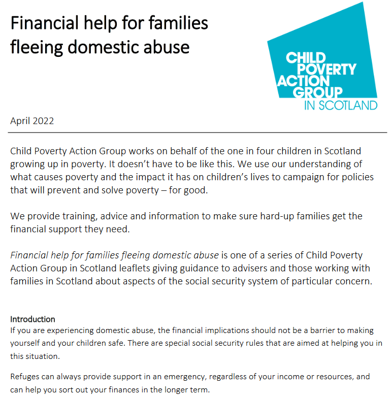 CPAGScotland's tweet photo. We've updated our factsheet on financial help for families fleeing domestic abuse https://t.co/okqlx0FvTL https://t.co/9aq2AMphC7