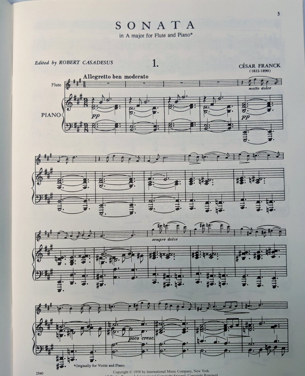 AllFlutesPlus's tweet photo. This Sonata is famous as part of the violin repertoire, and it is Jean Pierre Rampal who made the flute adaptation, which became an important part of the chamber music repertoire. 
#fridayclassics #franck #fluteandpiano #flutemusic #sonata #sheetmusic #flute #fluteplayer https://t.co/InlRCVnaEU