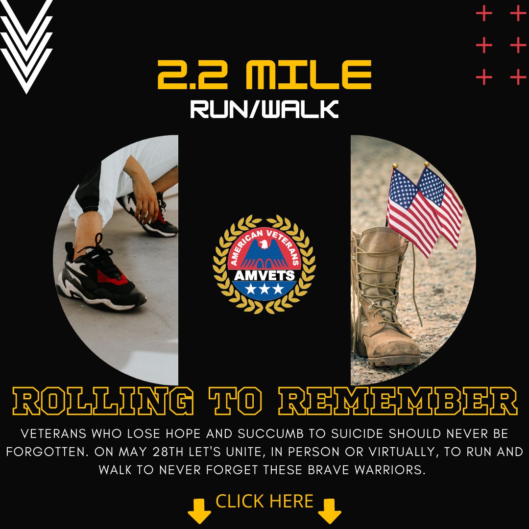 Get fit as well roll to remember this May! Join us Saturday, May 28, at RFK Stadium for a 2.2 mile run/walk in observance of the national veteran suicide crisis.

Register today: bit.ly/R2RMILERUNWALK…