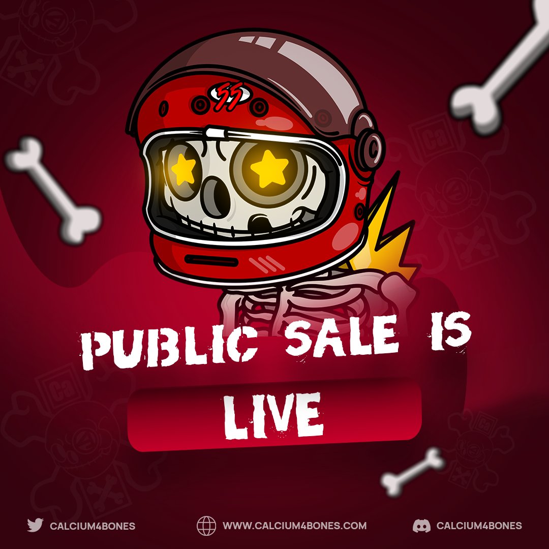 C4BNFT's tweet photo. 🚨🚨 THE PUBLIC SALE IS LIVE NOW🚨🚨

Mint price : 
🪙 : 0.055 ETH

🔗: https://t.co/mAXYcBstmt

#NFT #NFTs #NFTCommunity #Calcium4Bones #STAGE2 https://t.co/nIvS0QXzCb