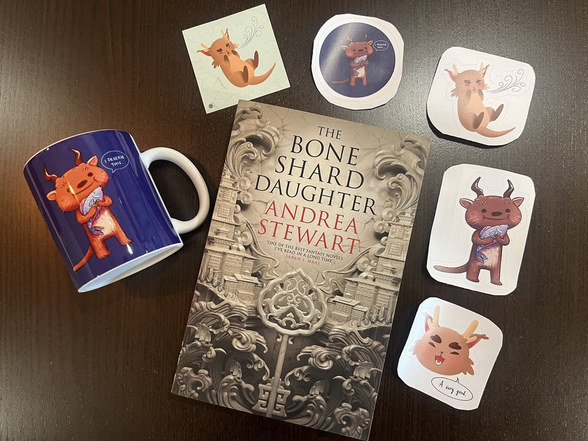 International giveaway! Got my UK and US copies of THE BONE SHARD EMPEROR in paperback! Your choice of signed UK or US version, a Mephi mug, your choice of sticker, and if you haven’t read the first book, a paperback of that as well. RT and follow to enter! Ends 5pm PST 4/5