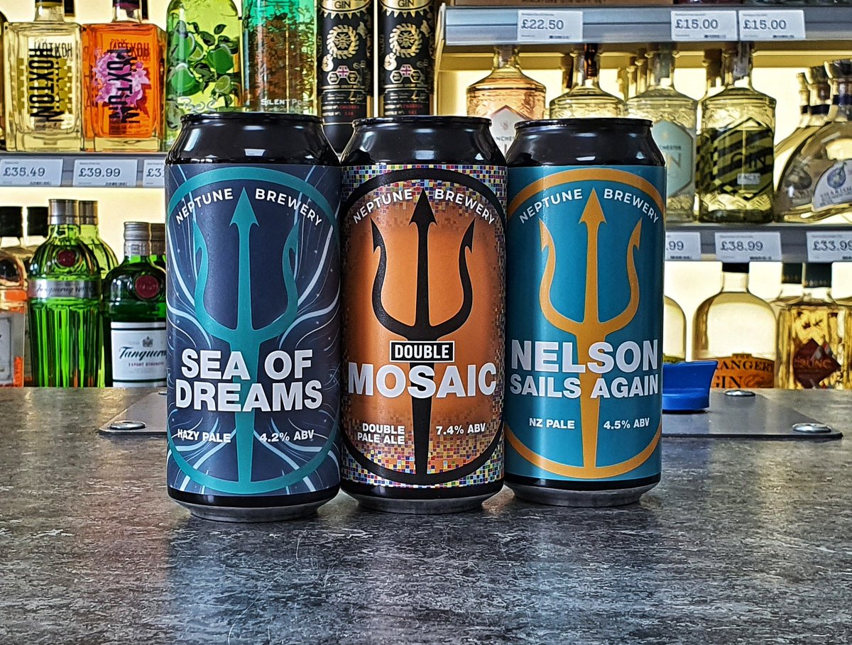 New beers in from <a href="/neptunebrewery/">Neptune Brewery</a> 

Sea Of Dreams - 4.2% Hazy Pale 

Double Mosaic - 7.4% Double Pale Ale 

Restock of Nelson Sails Again 🤤🤤