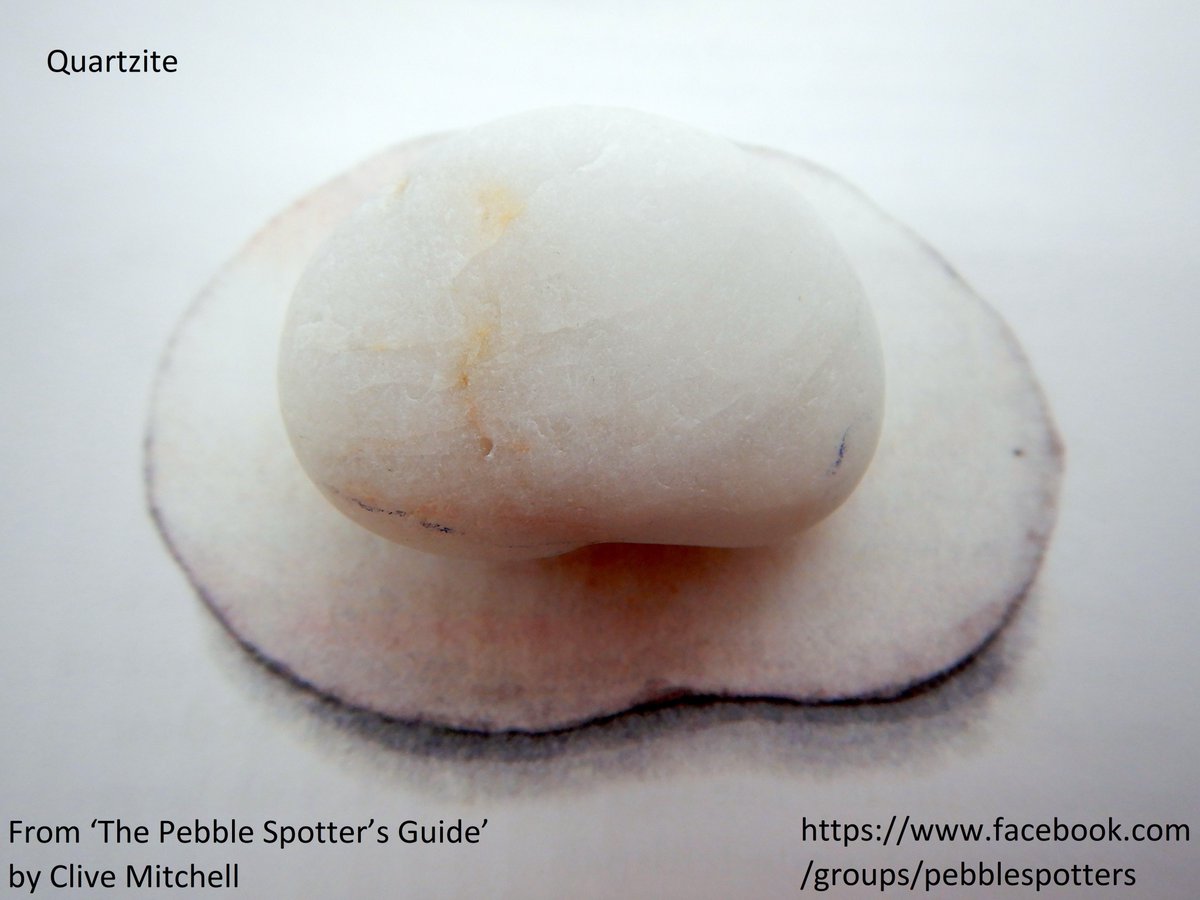 CliveBGS's tweet photo. Quartzite - this pebble is made almost entirely of the mineral quartz (SiO2), it possibly started life as beach or river sand, lithified into sandstone, then after several cycles of erosion &amp; a dose of metamorphism we get this lovely quartzite pebble #PebbleSpotting #28Pebbles https://t.co/Vnurlisl1U