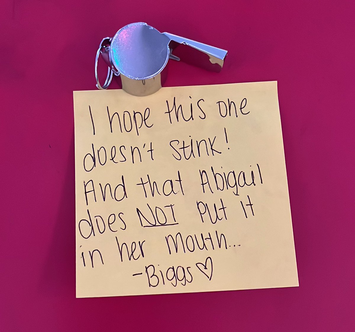 MConnally5's tweet photo. Gotta love it when your coworkers are the best EVER! Thanks to @Mrs_LyonsBiggs we are hopeful that this new whistle stays clean and loud for recess time! #WEleadtheway https://t.co/d9lsIF58nJ