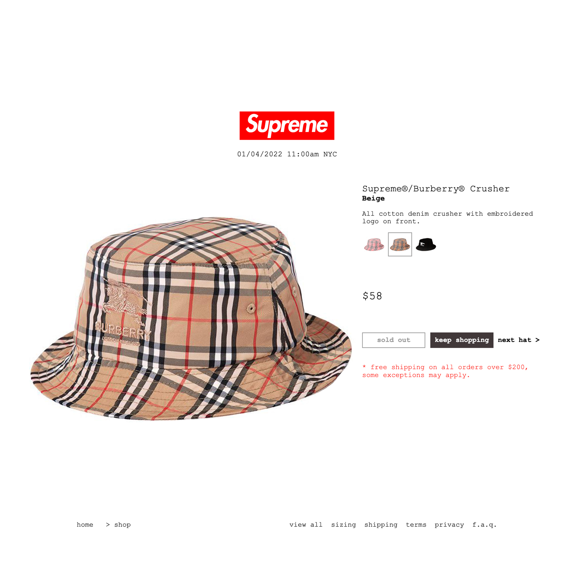 Supreme Burberry Hat Denim