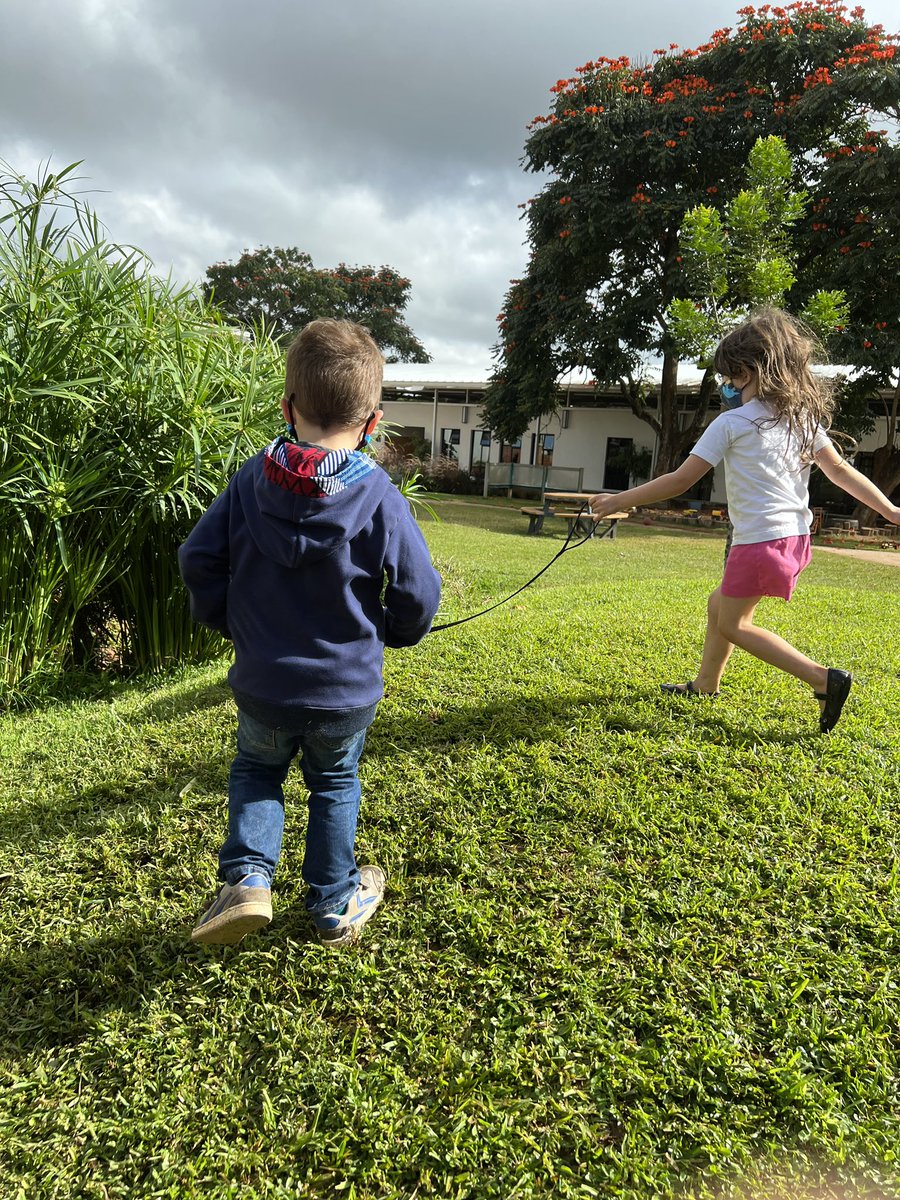 clairevpotts's tweet photo. We love taking knuffle bunny for a walk - although I am not sure who is walking who! #ibpyp #earlyyears #supportrabbit @AISLusaka with @jcd118 https://t.co/JBSIFvWBDd