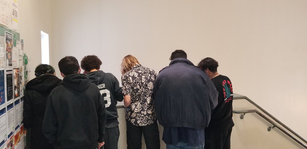 HomistekRyan's tweet photo. Mr. Pepke's Woods class provided excellent service for AHS today by restoring the stair wall panels of Bulldog City! 
@bulldogs_AHS @bulldogsenate @ABQschools https://t.co/OrWBJJQa3F
