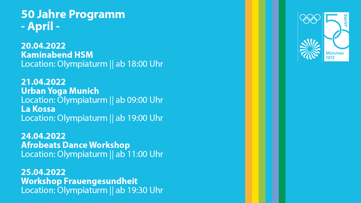 OLYMPIAPARK's tweet photo. Neuer Monat. Neues Programm. Wir haben in unserem #Jubiläumsjahr jede Menge vor. Hier bekommt ihr unseren #Programmüberblick für April.

#olympiapark https://t.co/Uyy87Hg2t7