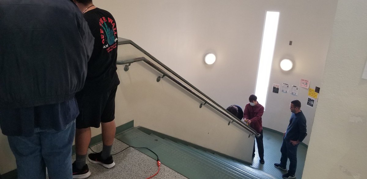 HomistekRyan's tweet photo. Mr. Pepke's Woods class provided excellent service for AHS today by restoring the stair wall panels of Bulldog City! 
@bulldogs_AHS @bulldogsenate @ABQschools https://t.co/OrWBJJQa3F