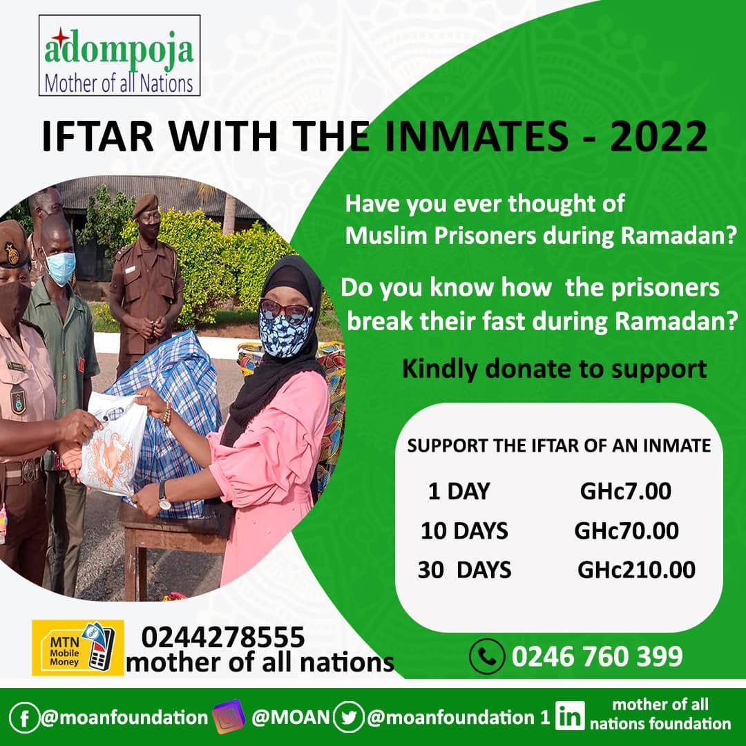 YussifCaesar's tweet photo. It's another ramadan season and the Muslim inmates of various prisons in Ghana are also not left. Support us @moanfoundation1 for this year's #iftarwithinmates22 throughout this year's Ramadan season. #iftar https://t.co/9cZfzto32p