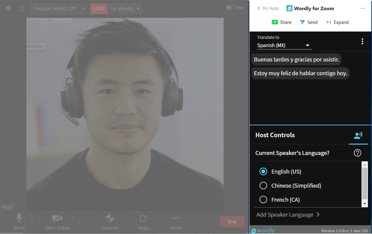 wordlyinc's tweet photo. Want to #translate #speakers in real-time in your #Zoom #Meetings?
#Wordly, Inc allows participants to speak in 15 different languages, and attendees can follow along in 20+ languages simultaneously.
Learn more at https://t.co/E0LCQzJBoH
#zoomapps #interpretation https://t.co/3ApOm9aMn7