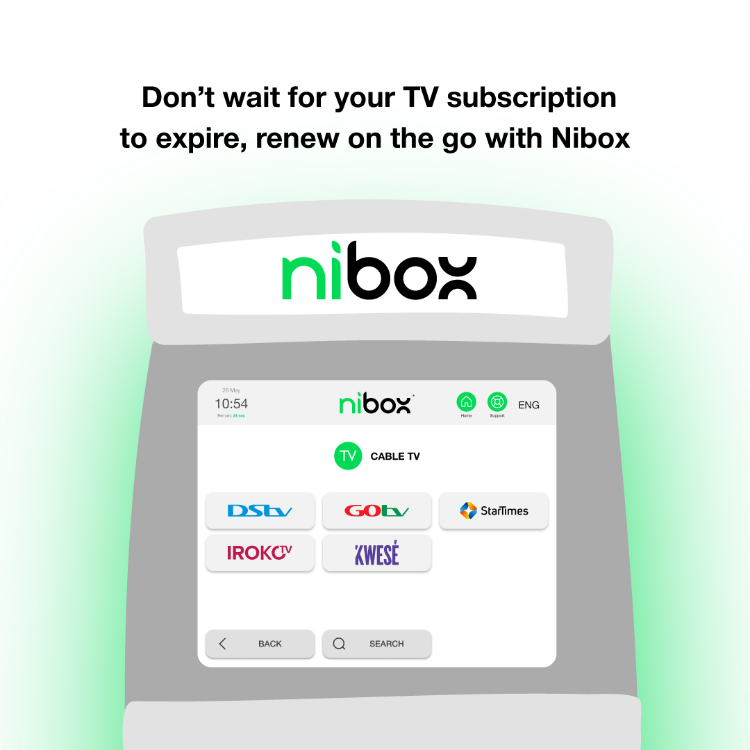 niboxpay's tweet photo. Don’t wait for your TV subscription to expire, renew on the go with Nibox 🙂 https://t.co/LSbViuTHJC