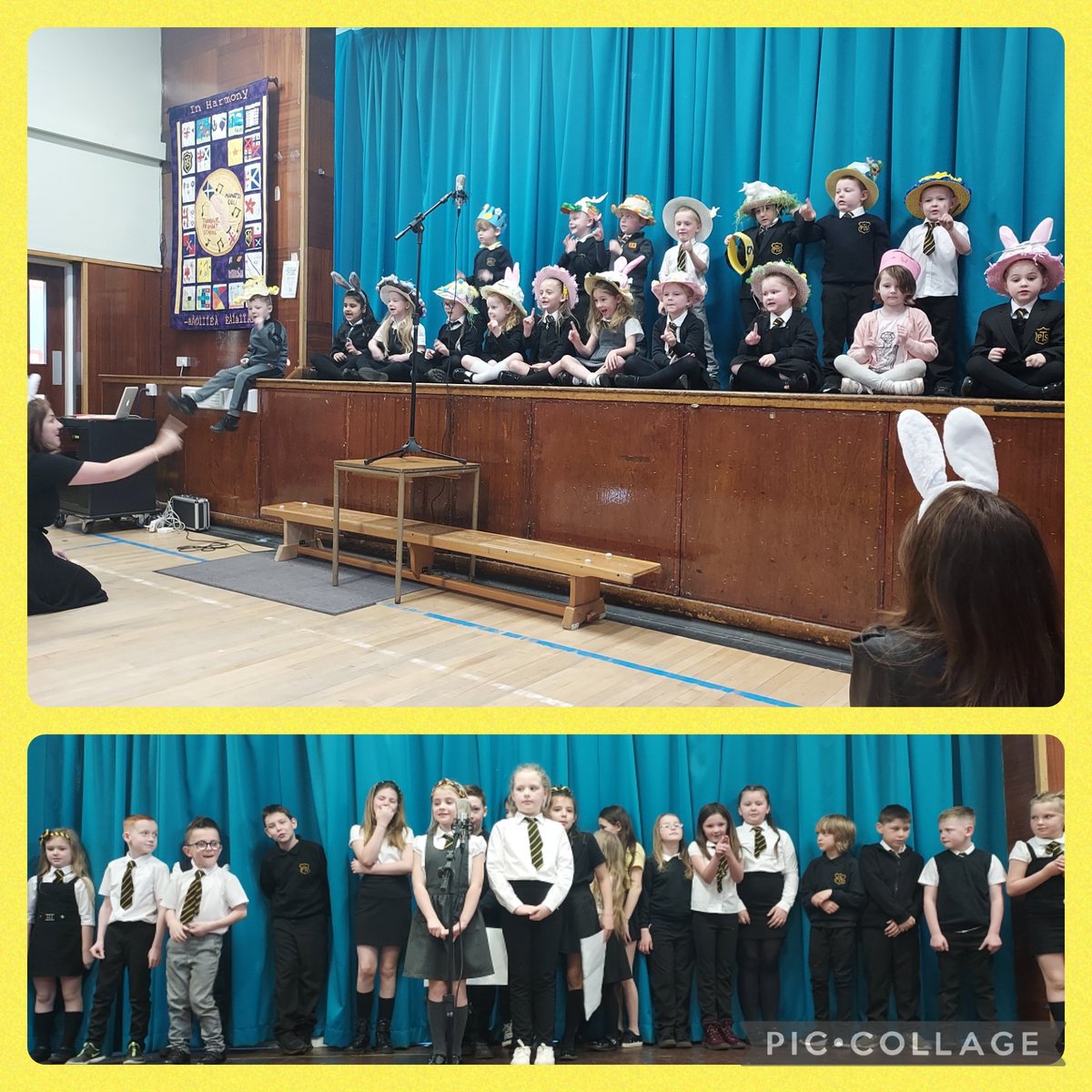 ThornliePS's tweet photo. P1 and P4/5 performances were a delight on stage this morning. 😁 #EasterAssembly https://t.co/CQJbff9tGn