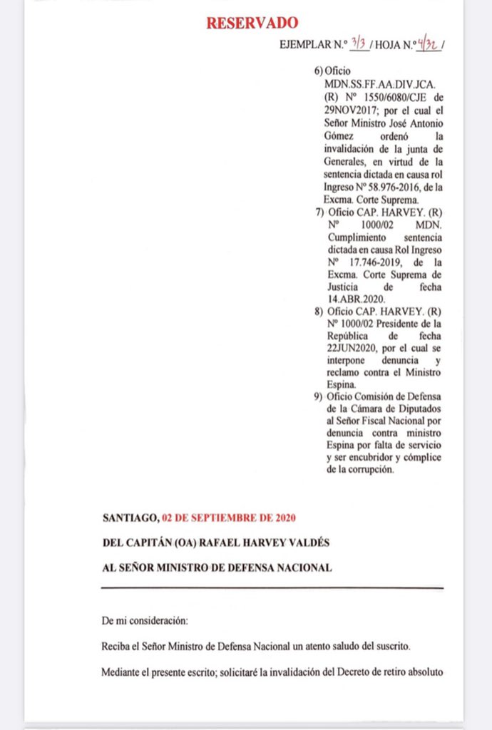RafaelHarvey3's tweet photo. El 02 Sept 2020 siendo Ministro Defensa @desbordes le informé de los viajes irregulares del Gral Martínez.
Su decisión fue ratificar mi retiro del Ejército teniendo calidad de denunciante y decir:
“le pregunté al Grl Martínez y dice que todo es regular”.
Hoy Martínez es DETENIDO. https://t.co/RH5AFQm3GS
