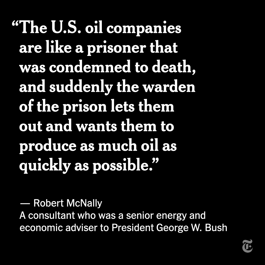 With gasoline prices surging after the Russian invasion of Ukraine and images receding of last summer’s climate disasters, Republicans and oil companies are newly emboldened in calling for more drilling, imperiling President Biden's climate ambitions. nyti.ms/3IZRzhB