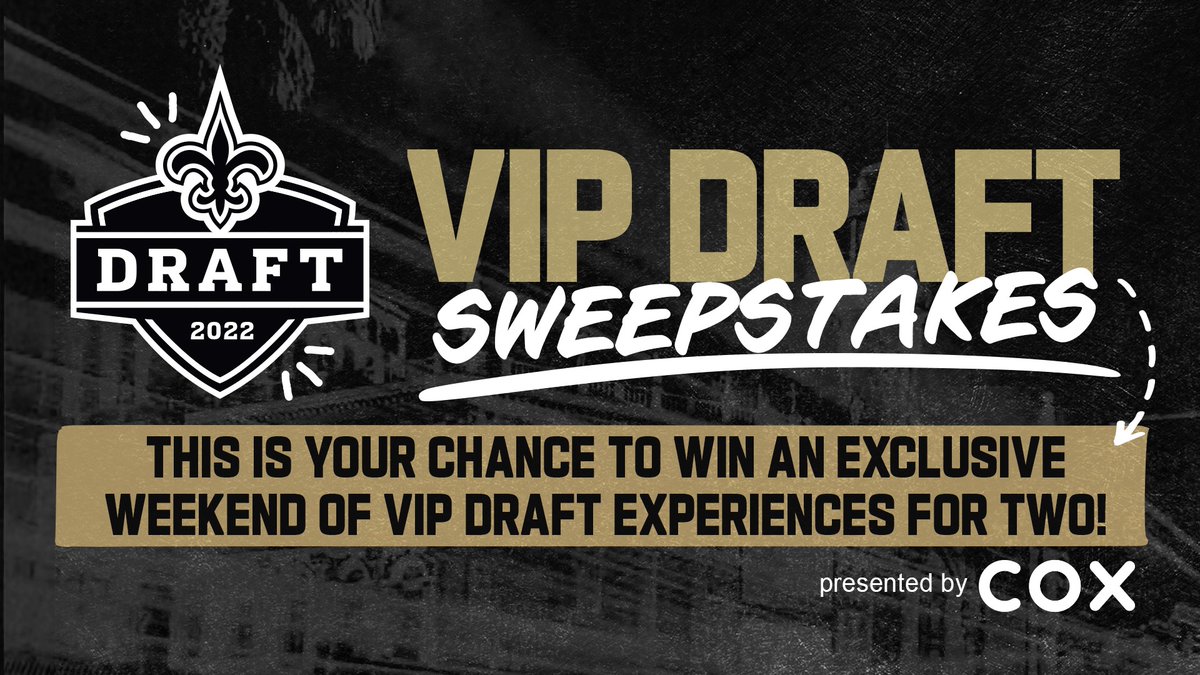 Saints's tweet photo. Saints fans! @CoxComm wants to send one lucky winner to the 2022 NFL Draft!

Enter for your shot at a three night trip for you and a guest to Las Vegas and cheer on New Orleans' picks throughout Draft weekend ⚜️

https://t.co/iKYl6coinW https://t.co/d3FWOVkn99