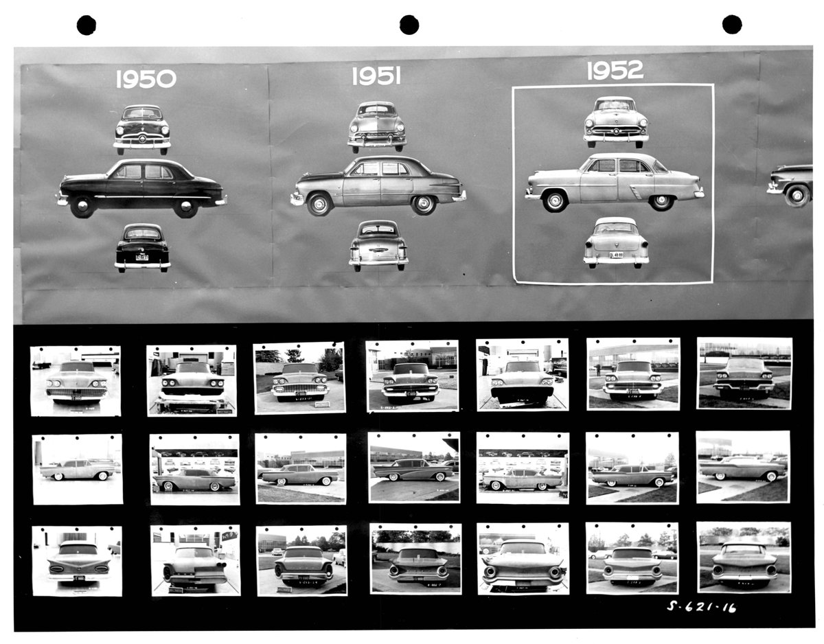 tedryan64's tweet photo. Another find from the October 1956 Product Planning Committee Meeting minutes. Here is what @Ford considered the styling trends of the 1950s. #BuiltFordTough #StylingTrends https://t.co/Eo21TcHYc1