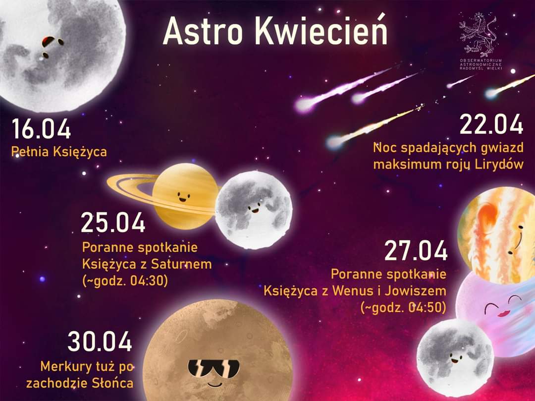 AstroWielki's tweet photo. The #Lyrid Meteor Shower, conjunctions of the #Moon and #Saturn, the Moon and #Venus, #Jupiter to characterize this Month's night sky https://t.co/EkvCWuva5d
