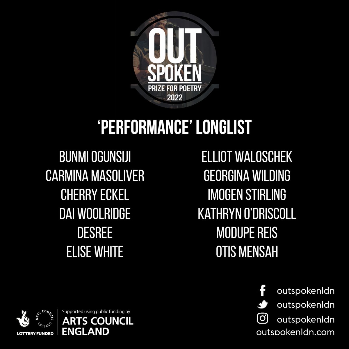 OutSpokenLDN's tweet photo. The Longlists are in! #PFP22 #outspokenldn - https://t.co/RyPl3GhXIB https://t.co/sAkkxKLcUm
