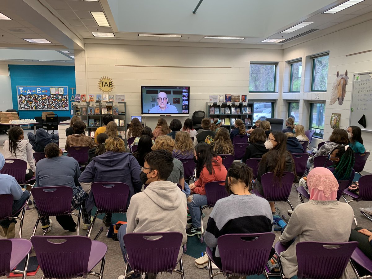 APSGunston's tweet image. Gotta love a virtual author visit! Interacting with young adult and children book writer @GordanKorman Gunston loves books! #GunstonPRIDE