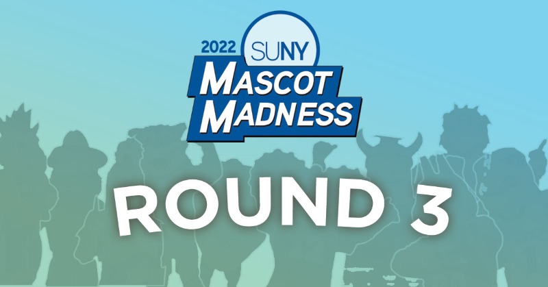 SUNY's tweet photo. We're getting close to the final four in the 2022 #SUNY #MascotMadness tournament. Who will it be? Voting ends today at 4:00, so help your favorite advance: