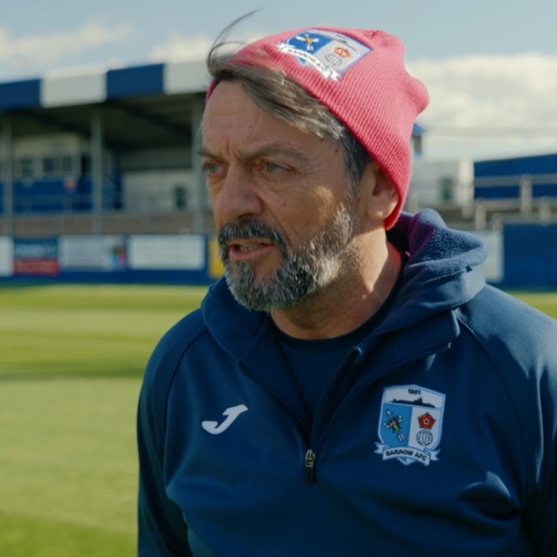 BarrowAFC's tweet photo. Phil Brown chats to us about the Club's open training session and looks ahead to Saturday's game against Port Vale...

#BarrowAFC