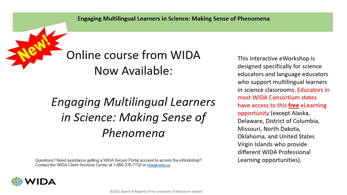 WIDA_UW's tweet photo. Rita MacDonald of #WIDA and David Crowther are at the @NSTA National Conference today presenting "Engaging Multilingual Learners in Sensemaking." Here are a few slides from their #NSTA22 presentation.
Learn more about #MakingScienceMultilingual: https://t.co/gq1y9nRwxC https://t.co/Yn6PvU3AQn