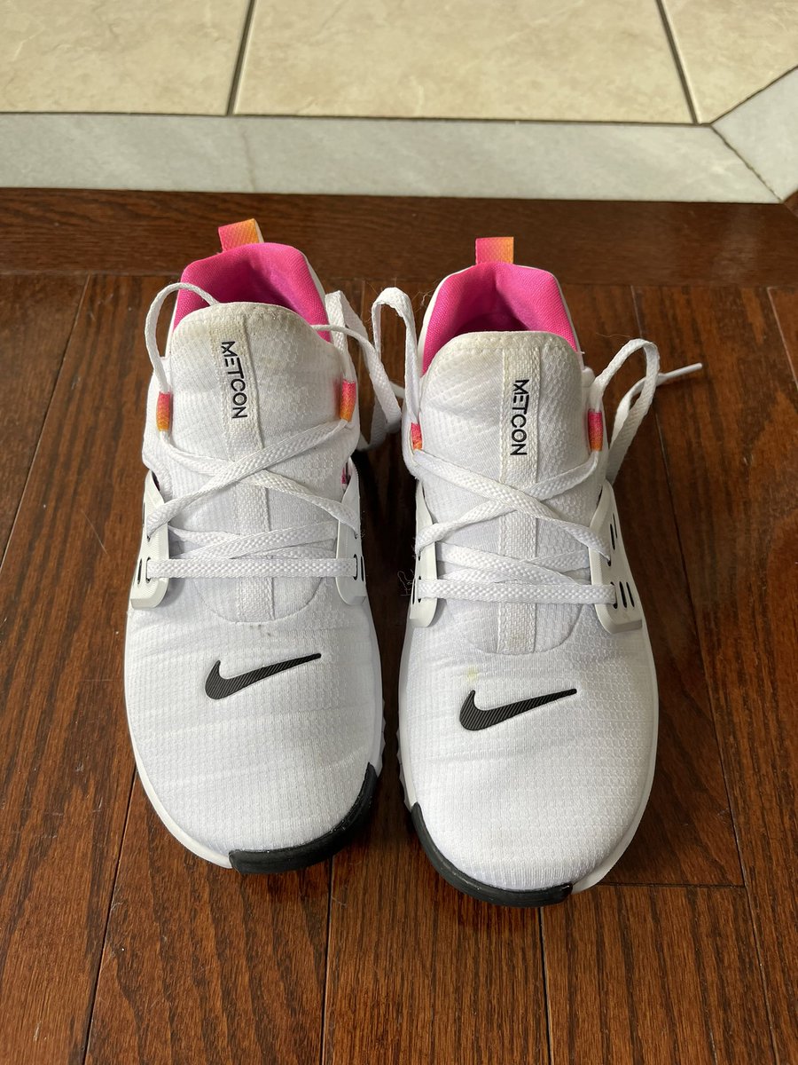 Haars1977's tweet photo. @nikestore Bought these in November. Soles are falling apart. Only worn indoors, as you can see. Contacted your customer service and they took all my information only to tell me they can’t do anything for me. My first pair of Metcons and I love them. Just want replacement rubber https://t.co/efsKTLQV6O