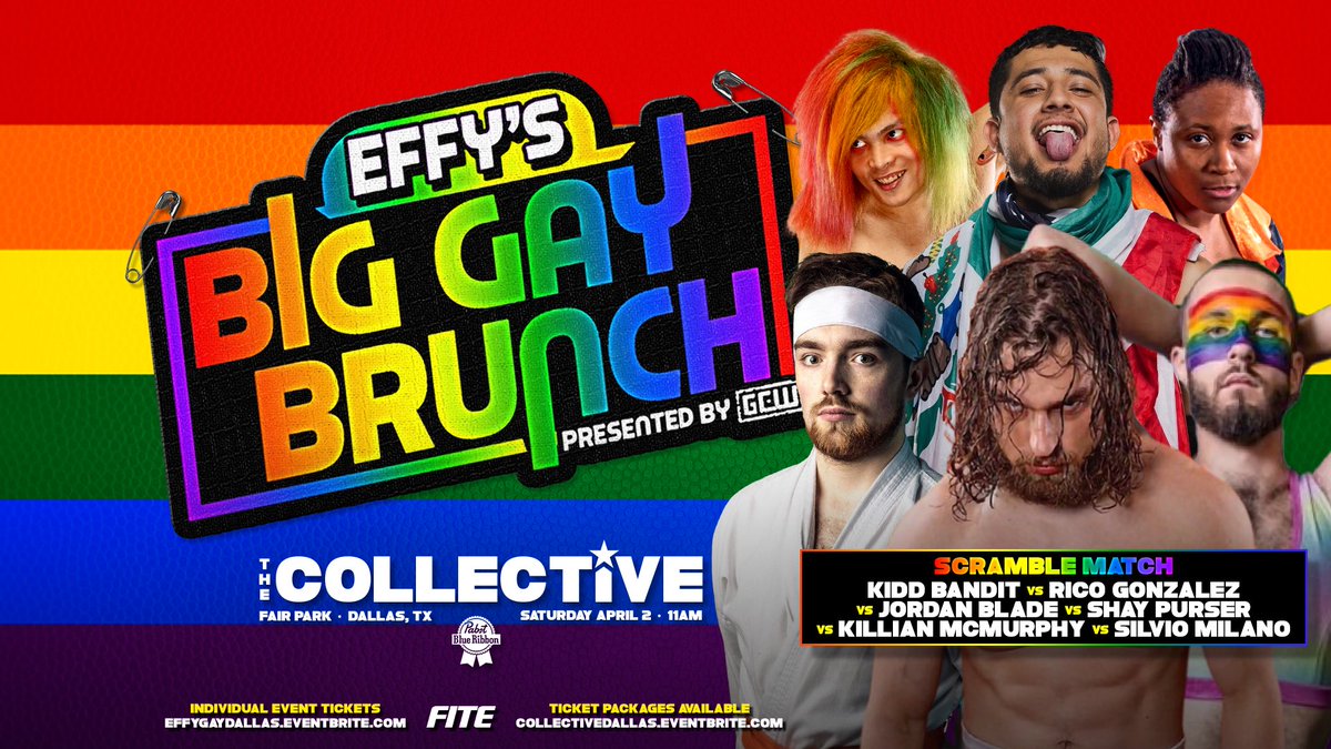 Triller_TV's tweet photo. 🏳️‍🌈🌈AN INTERNATIONAL GAY SCRAMBLE #WRESTLING MATCH HAS BEEN SIGNED FOR TOMORROW'S #EFFYGAYDALLAS 

☮️✌️
Kidd Bandit 
Rico Gonzalez
Jordan Blade
Shay Purser
Killian McMurphy
Silvio Milano

Who will win?

See it LIVE on #FITE: https://t.co/h0KzE2MnT4

*Includes unlimited replays* https://t.co/V3rcvSHIRO