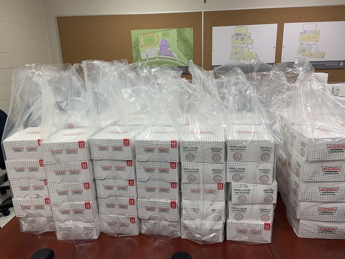 Our sharelife fundraiser ready to be delivered.   Kristy Kreme donuts. Thank to Ms Cataldo and Ms Mazza-Dibratto for organizing and to the St Michaels community for supporting it.  Thunder proud