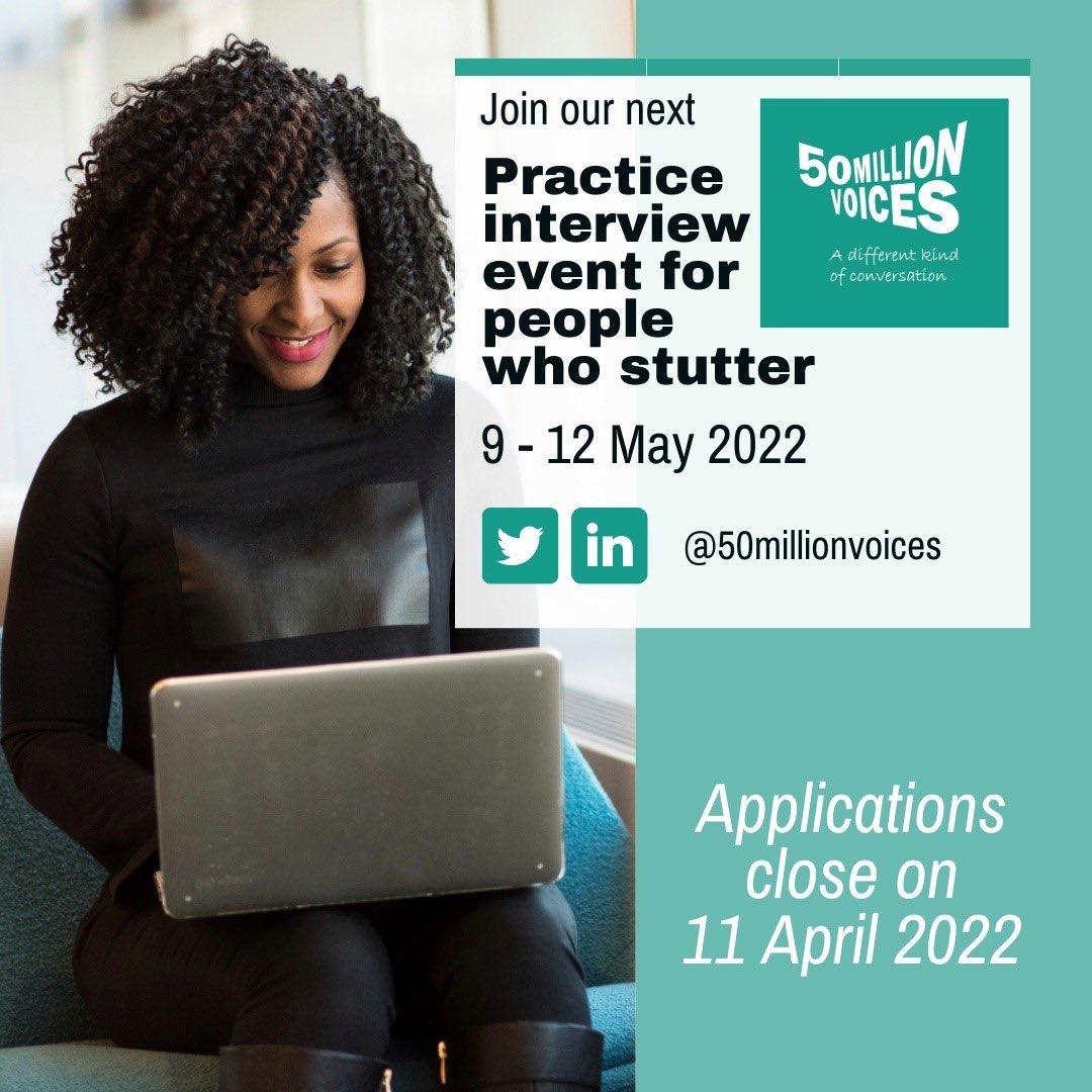 50MillionVoices's tweet photo. Thank you to 60+ people from 12 countries applying so far! 11 days until applications close &amp; still places left. 
For info &amp; application form, pls see website https://t.co/raAJ34Bwxr – or send a DM if you have a question #StutteringAtWork #InterviewSkills #InterviewConfidence https://t.co/R1DuR3st1w