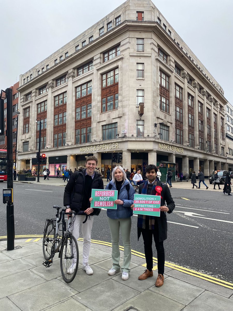 RyanJudeGreen's tweet image. The correct decision to review this. We are in a #ClimateCrisis and the M&amp;amp;S Oxford St demolition will release ~40,000 tonnes of embodied carbon. It cannot go ahead.

@wminsterlabour would introduce a #RetrofitFirst policy if elected in May, stopping these decisions much earlier.