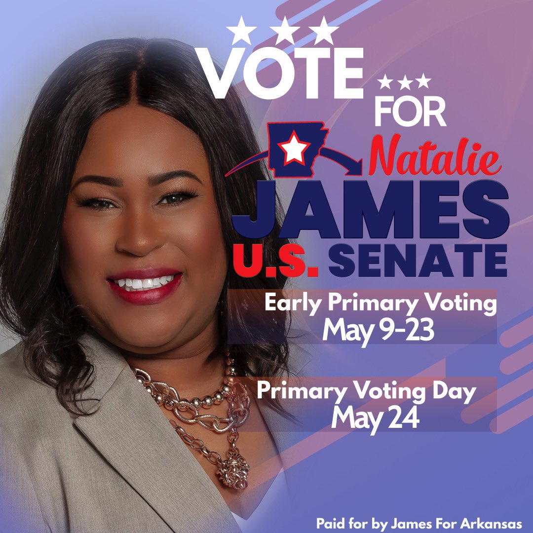 JamesForAR's tweet photo. Good morning everyone ☀️
53 days until our May 24th Primary in #Arkansas.
We can’t lose the Senate in November.
If we do, that allows Mitch McConnell to continue to block judicial nominees like he did to President Obama nominee Merrick Garland.
#JamesforSenate https://t.co/MLaJopKIO8