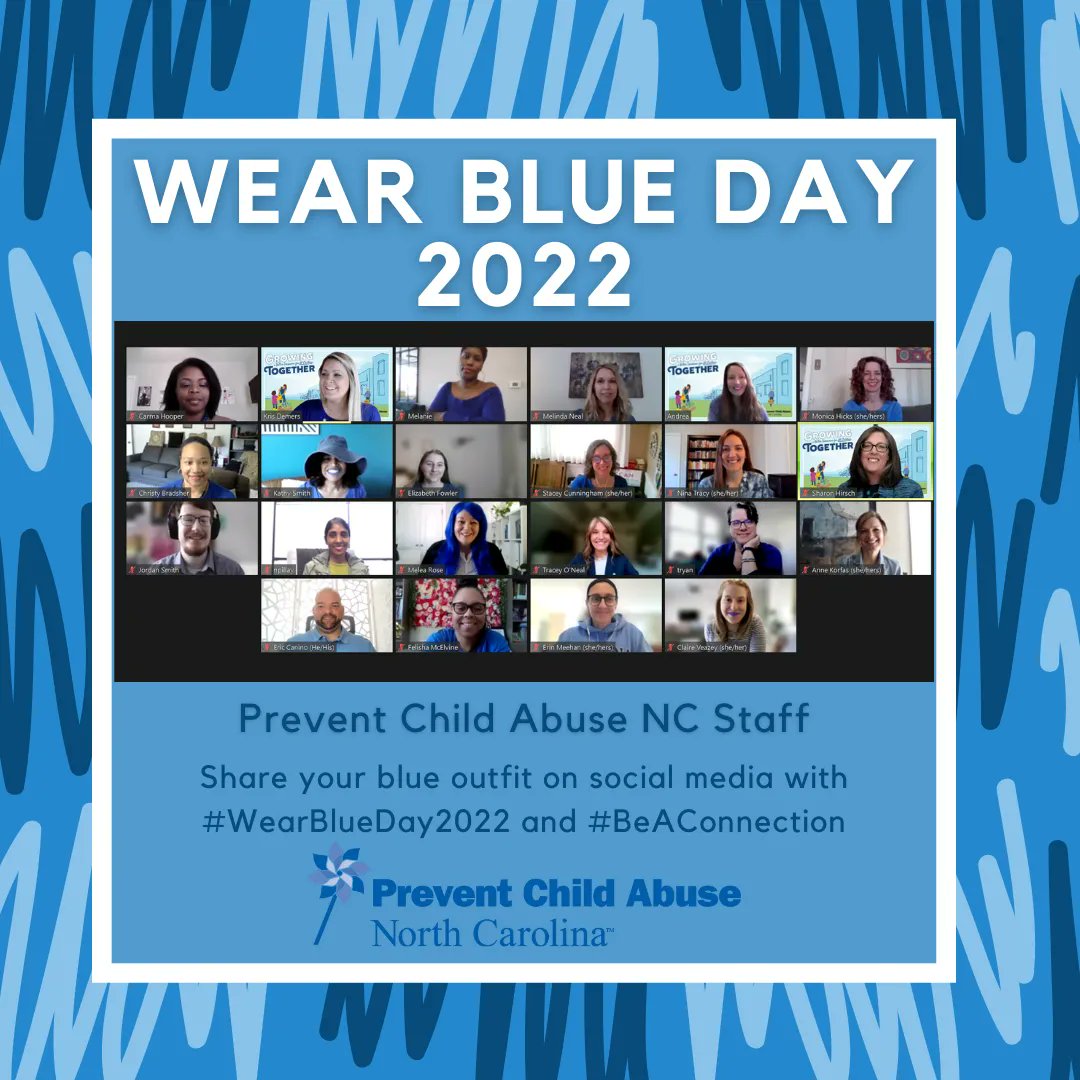 PCANC's tweet photo. 💙 It's #WearBlueDay2022 💙 Join PCANC to kick off Child Abuse Prevention Month by wearing your favorite blue outfit, taking a photo 📸, and sharing it to social media with #WearBlueDay2022 and #BeAConnection! https://t.co/aUV0KDGVsA