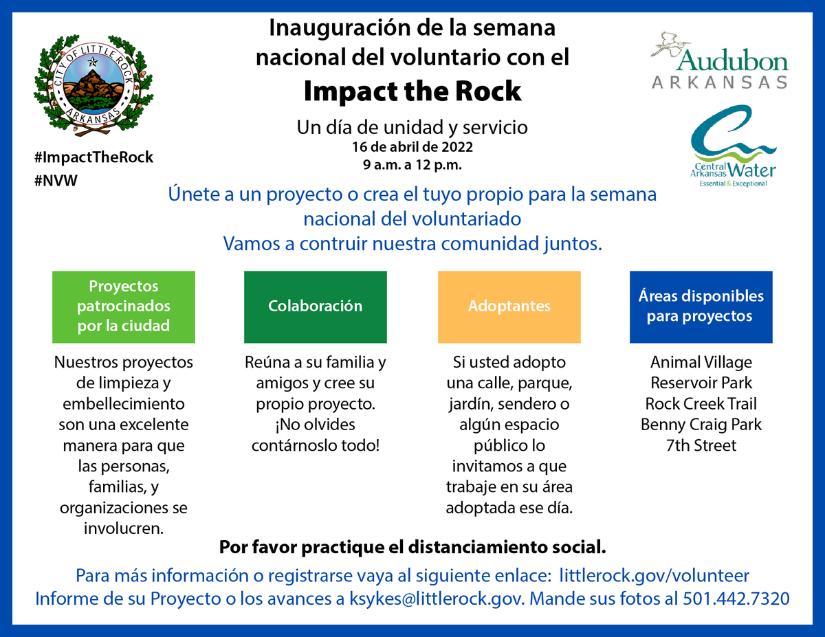 CityLittleRock's tweet photo. Kick off National Volunteer Week with "Impact the Rock: A Day of Unity and Service" on April 16th from 9 AM to 12 PM.

We have projects across the city for you to join or you can create your own.

#ImpactTheRock #NVW #BigLoveInLittleRock

More info below!
https://t.co/pjttFnPprh https://t.co/iBcCVIAoQD