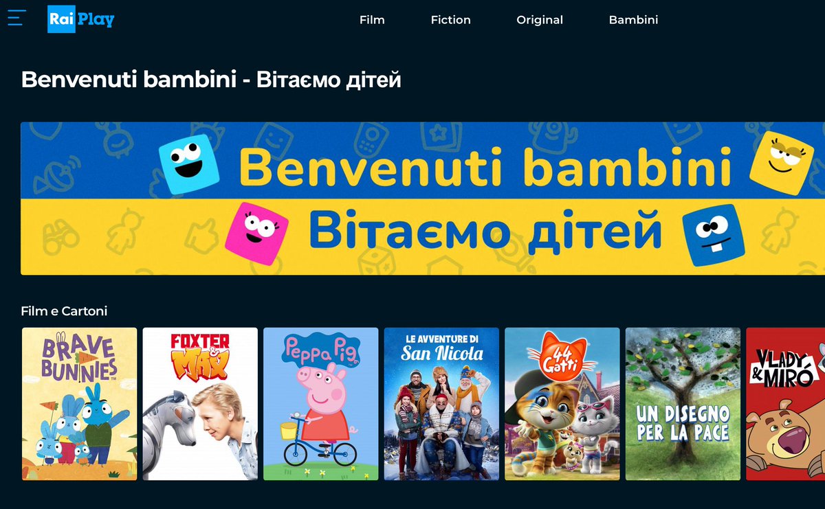 EmmeBi's tweet photo. Ecco cosa significa Essere Servizio Pubblico. 
Cartoni e film in ucraino.
Brava @RaiPlay. https://t.co/knLmZMqtAn