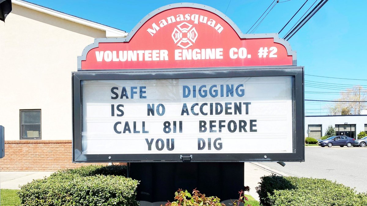 NJNaturalGas's tweet photo. Calling all fire stations across #monmouthcounty, #oceancounty & #morriscounty! Post a reminder to “call 811” on your station’s marquee. Be sure to PM us a photo before April 30 to be entered for a chance to win $100 gift card from The Home Depot for your station! #njfirefighters https://t.co/uZQ28yNcqh