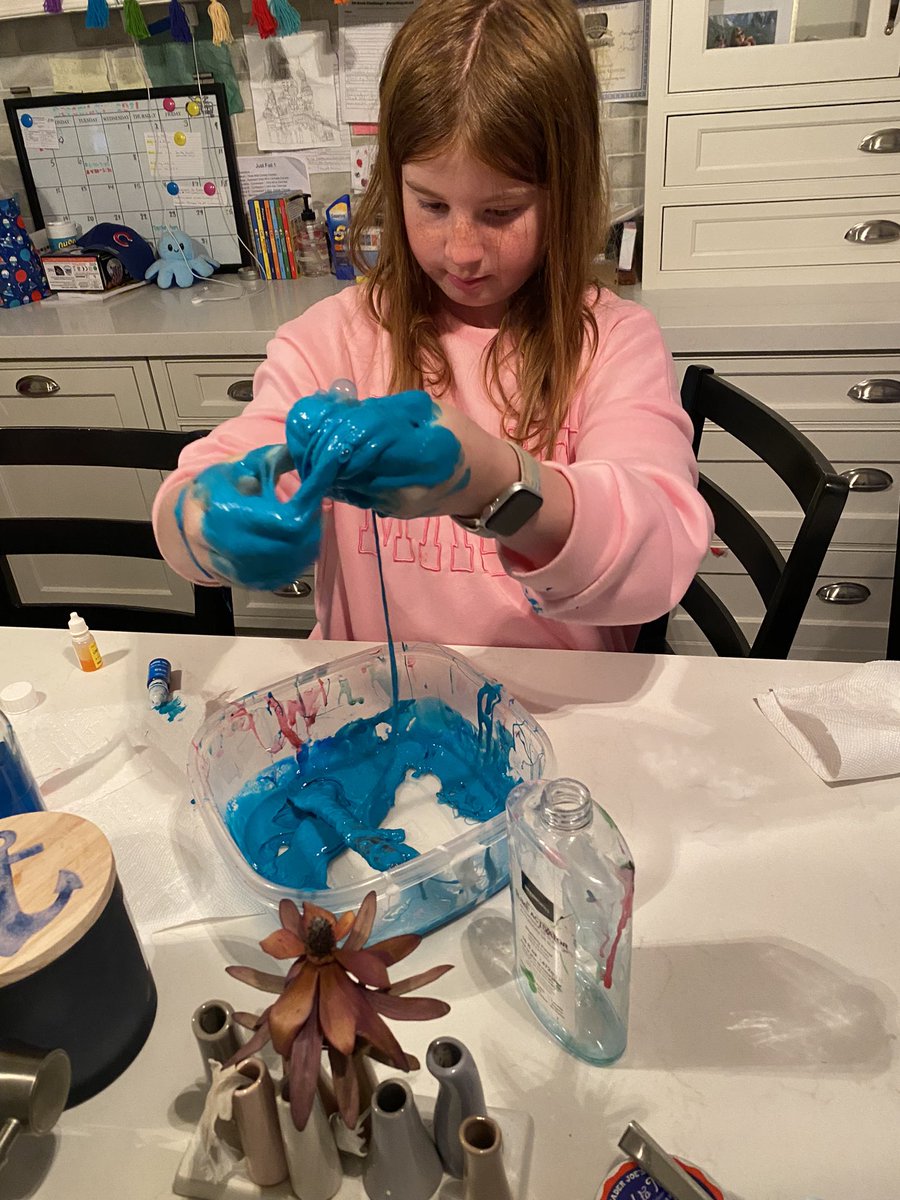 When you come home from a 12 hour surgery day, and your daughter says ‘MOM IVE BEEN WAITING FOR YOU TO MAKE SLIME’, you make slime. 😂😴#orthotwitter #orthomom