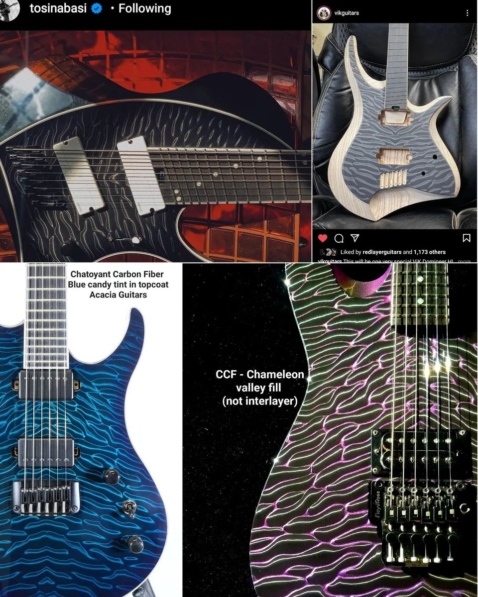 dichrolam's tweet photo. Dichrolam's Chatoyant Carbon Fiber has been featured in a number of high end guitar faces recently.  Learn more about CCF: https://t.co/KkGVwNPPup #guitars #guitargear #finishing #dichrolam https://t.co/yYt89Qlxl0