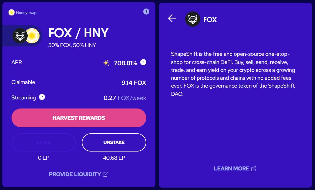 Are you ready to earn sick #yields while supporting for-good #DAOs?
 
🔥🎉 #RegenFarms is open today with our first partner: @ShapeShift_io 🦊🔥
 
Stake $FOX / $HNY LPs from <a href="/Honeyswap/">Honeyswap 🐝</a> to earn $FOX rewards &amp; kickstart your #FOXstream!
 
🧵👇